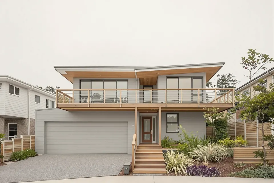 Coastal home design for Terrigal: Central Coast two-storey home on a gently sloping block